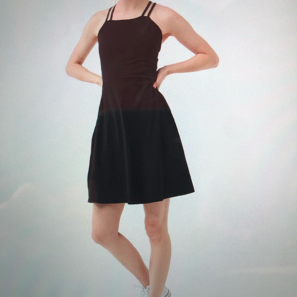 Pact Fit & Flare Black Strappy Dress